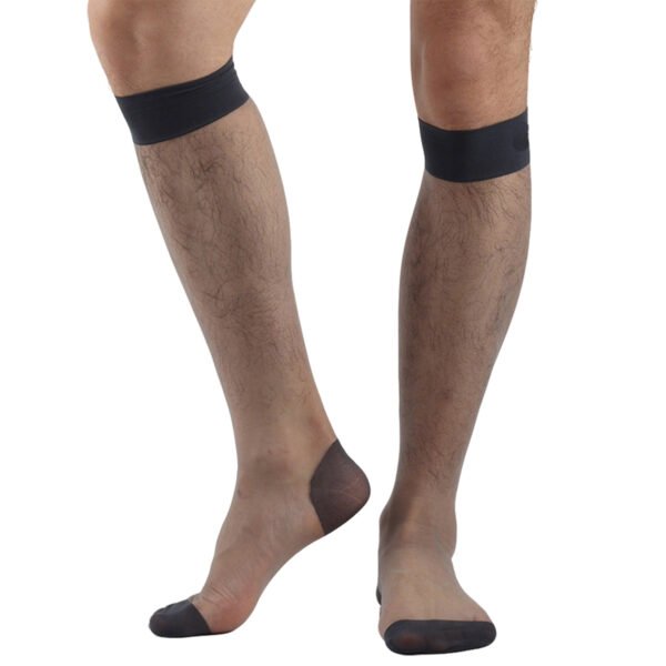 5 pairs xuedaili silk socks for men,mid knee style,sheer socks black, one size